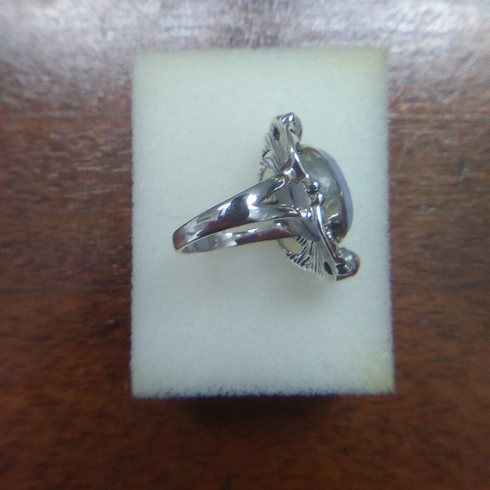 Blue Lace Agate Statement Silver Ring - image 2